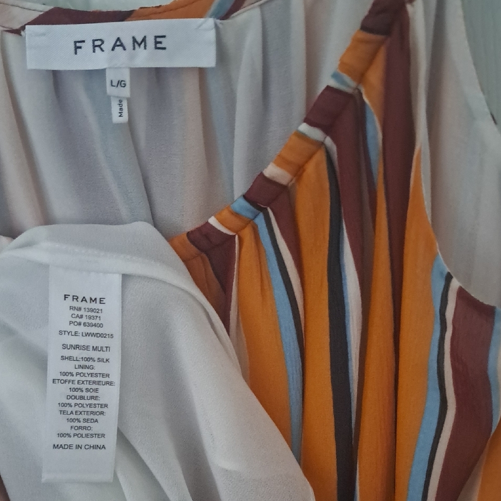 NWOT Frame Silk Dress, Sunrise Multi, Size L - Picture 3 of 6